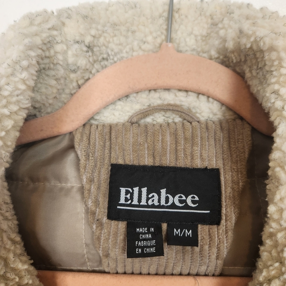 Vintage Brown Corduroy Sherpa Trim Winter Jacket Coat 90s Y2K Womens Size Medium - Picture 9 of 14
